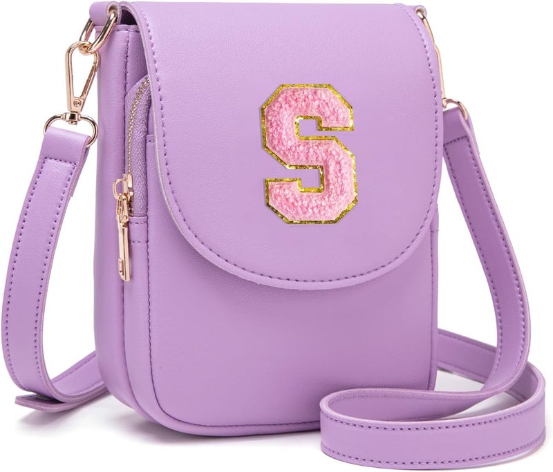 Viverte Crossbody Purse for Teen Girls Small Initial Cell Phone Toddler Purse Leather Triple Compartment Crossbody Bags - Image 1